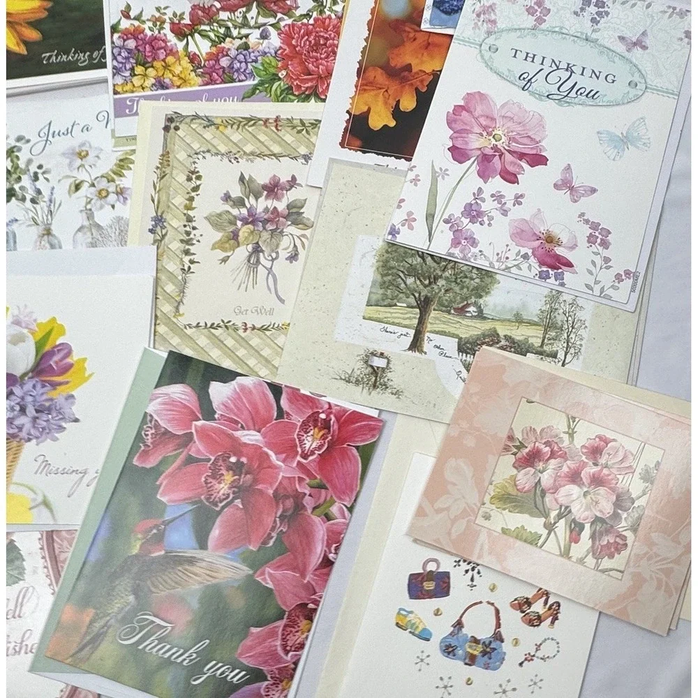 Floral Greeting Cards & Envelopes Birthday All Occasion‎ Get Well Blank NOS 50+